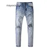 Pants Amiirii Purple Jeans Mens Fashion Jean 2024 Demin Mens Summer Fashion Brand Hole Elastic Slim Fit Casual DF84