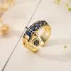 Klusterringar Mafisar Hollow out Design Gold/Silver Color Zircon Wide Geometry Women High Quality Delicate Ring Party Jewelry Wholesale