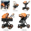 Strollers# 3-in-1 luxe hete moeder Baby Stroller Travel Plum Omkeerbaar roze met autostoelen Q240429