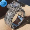 Anello da uomo in campo vintage Ring Silver Princess Cut CZ Stone Engagement Fead Cand Rings for Women Jewelry Gift