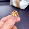 Cluster ringen foydjew geel kristal zirkon champagne goud kleur bruiloft ovaal feest sieraden voor vrouwen cadeau drop groothandel