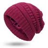 Beanie/Skull Caps 2022 Fashion New 9 Colors Womens Winter Warm Sticke Hat Satin Silk Fodined Cable Stick Beanie Chunky Slouchy Skull Cap D240429