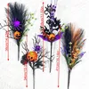 Fleurs décoratives Funny Pumpkin Artifical Flower Branch Ornement Black Halloween atmosphère Décoration Outdoor Garden Horror Decor