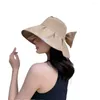 Breite Krempe Hats Beach Trendy Big Bowknot faltbare Floppy Cap All-Match Sun Hut Frauen
