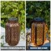 Decoraties Led Solar Light Outdoor Solar Hanging Lantern Retro Iron Art Garden Decoratief Pathway Lamp Trappen Lichten Home Kerst Decor