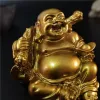 Dekoracje złoty śmiech Buddha Statua Chińska feng shui Lucky Money Maitreya Buddha Rzeźba figurki domowe dekoracja ogrodu posąg