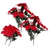 Dekorativa blommor Flower Vase Realistic Poinsettia for Christmas Wreath Garland Decor Big Simulated Courtyard Potted Plant