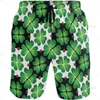 Shorts masculinos do dia de shamrock praia trombas de banho de verão esportes de banho de banheira com forro de malha e bolso