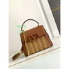 Дизайнер vtino vlen bag new Summer 2024 Event Stud Crochet Totes Vlogoo Vslings Bags v-button Pure Hand Woven Plow