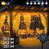 Decoraties Allilit Led Solar Curtain Lights Christmas Fairy Garland String Licht Kerstmis Nieuwjaar Wedding Party Decoratie Outdoor Garden