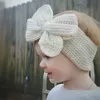 Fashion Big Bow a maglia Accessori per capelli per la testa a maglia per bambini per bambine adorabili fasce per la testa dolce per bambini neonati cornici a colori solidi per capelli turbante de088