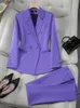 Kvinnors tvådelade byxor Fashion Office Womens Formella byxor Set Womens Blue Pink Gul Business Work Clothes Two-Piece Jacket och Trouserl240429