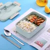 Bento Boxes Hot Lunch Box With Spoon Straw Serveins Food Storage Container Childrens School Office Mikrovågsugn Q240427