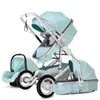 Passeggini# High Landscape Baby Passeggino 3 in 1 con sedili per auto Pram per stazione di lusso rosa e Q240429