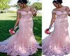 2021 Sexy Pink Saudi Arabia Evening Dresses Wear Off Shoulder Dubai Mermaid Lace Appliques Illusion Prom Dress Formal Party Gowns 6829699