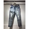 AMIIRIS Designer Jeans Moda masculina com remendos de orifício Elastic de forma esbelta Pernelas versáteis calças roxas jean e5tq