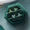 Orecchini per borchie S925 sterling argento smeraldo a 3 leaf per donne bambini 14k oro oro per le orecchie da matrimonio gioiello regalo femmina pendientes