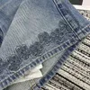 Moda Tasarımcı Kadın Kot Pahalı ve Yaz Yeni Taze Akademi Tarzı Ağır Endüstri Çiçek İçi Boş Pure Pamuk Yüksek Bel A-Line Denim Kısa Etek