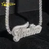 Hip Hop buzlu Out 4mm Tenis Kolye Kolye Geçiyor Elmas Test Cihazı Özel Adı Kolye Kolye Moissanite Mektubu Konseymanner Jewelry