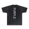 NICHE Fashion Brand Purple Brand 2024 Designer's New Pur075 Vertical Letter Print Washed To Making Old Short Sleeved T Shirt R116W110