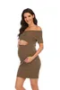 Casual Dresses VOLALO Spring Autumn Winter Pregnant Women Long Sleeve Bodycon Sweater Dress Mother Home Clothes Maternity