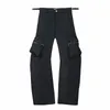 Mäns byxor Få män Pocket Workwear Fashion American High Street Loose Casual Flare 2024 Solid Color Mane Trousers 24x1608