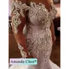 Kryształki ślubne suknia z koralikami sukienki syrenki ślubne koronkowe aplikacje długi