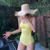 Women Swimodwear One Piece Swimsuit Kobiet 2024 Bodysuit Solid żółty push up Monokini seksowna pusta na plaży kostium kąpielowy żeńska kobieta