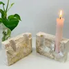 Bougeoirs Nordic Style Natural Marble Jaune Cave Stone Creative Creative Rectangular Encens Holder Home Decoration Ornements
