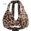 Tanks pour femmes Camis Sexy Leopard Imprimé licolaire Vex Femme V-Neck Bra Bra Tank Winter Fashion Fête Faux Fur Sonned Bandage Bandage Tops D240427