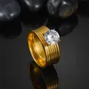 Anneaux de mariage 8 mm Punk Steel Big Stone Love Anneaux pour femmes hommes Black Crystal Rock Biker Ring Jewelry Gift