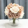 Decoratieve bloemen 5 Hoofd Latex Rose Bouquet Real Touch Artificial Bridal Wedding Party Home Decor Table Accessoires