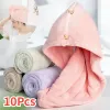 Set 10Pcs Quick Dry Hair Quick Drying Microfiber Towels Bathroom Bathroom Accessories Nursing Cap With Buckle Sauna Spa Towel Bath