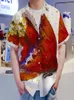 Herren lässige Hemden Schmetterling Grafikhemd 3D -Print Hawaiian Novelty Beach Flower Kurzärärmische Ärmel Tops Mode coole Männer für