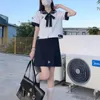 Sukienki imprezowe japońskie mundur szkolny High Girl Suits Cosplay kostium Kobiety Kawaii Navy JK Suit Bluzka Mini spódnica uczeń