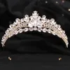 Tiaras coreana verde azul opala cristal coroa de princesa para mulheres que rainha de luxo princesa festa bidal tiaras acessórios de cabelo