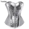 Tanks pour femmes Camis Vsstiar Silver Gold Bright Pu Corset pour les femmes Off Boder BodyCon Tanks Top Sexy Bless Buster Clubwear Bustier Tops S-6XL D240427