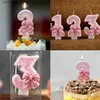 Candles Pink Glitter Bow Tie Candle Cake Princess Girl Happy Baby Birthday Cupcake Topper Wedding Dessert Baking Supplies Kid Gift d240429