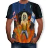 Summer Men's Fashion T-Shirt Explosion Guitar Band 3D Digital Printing Short Sleeve Factory Direct Sales