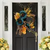 Fleurs décoratives couronne bleue printemps artificiel pour la porte d'entrée de la porte d'entrée de mariage fête intérieure et extérieure décorations
