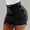 Damen Sommer High Tailled Mini Jeansrock Sexy Ladies Club Party Tragen schlanker Bodycon Short Jeans Frau 240424