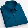 Men's Casual Shirts Men Short Sleeve Stretch Dress Shirt Summer Formal Social Business Work Blue White Black Smart Easy-care