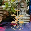 Bougendrs Ghee lampe de la lampe Lotus Rack Shape Stand Decorations Creative Creatin Clearlestick en acier inoxydable décoratif en métal