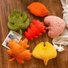 Natural Leaf Plush Pillow Stuffed Cuddly Maple Apricot Green Red Orange Leaves Back Support Seat Cushion Home Sofa Decor Prop 240426