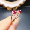 Cluster Rings FS Real S925 Sterling Silver Inlay 4 6 Natural Ruby Ring With Certificate Charm Fine Fashion Weddings Jewelry For Women