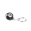 Anahtarlık 8ball anahtarlık yaratıcı bilardo havuz masa topu anahtar yüzüğü şanslı siyah No.8 zincir 25mm reçine takı hediyesi
