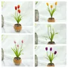 Decorative Flowers 3/5 Heads Tulip Simulation Flower Artificial Fake Home Living Room Office Desktop Creative Decoration