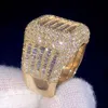 Heren ijstje Baguette diamanten verlovingsring 925 SILVER VVS MOISSANITE Kampioen Ring Custom Hip Hop RingDesigner sieraden