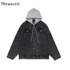 Mäns jackor Spring denim för män och kvinnor High Street Cargo Style Jacket Loose Hooded Jeans Youth Korean Clothes