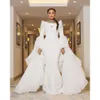 Weiße Meerjungfrau Aso Ebi August Abschlussball Kleid Satin Kristalle Abend formelle Party Zweiter Empfangsgeburtstag Verlobungskleider Kleider Robe de Soiree zj789 Es